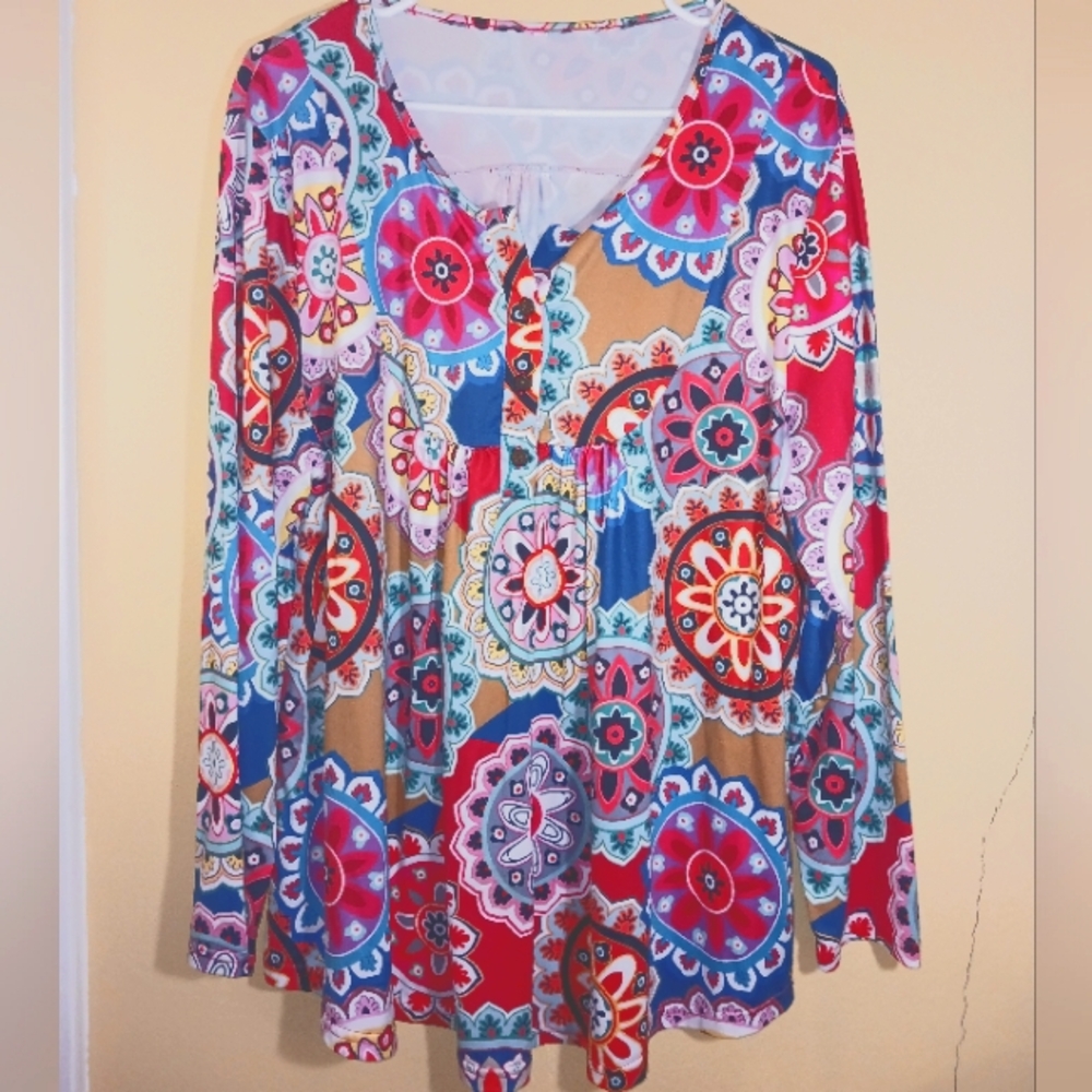 18W COLORFUL MANDALA TUNIC TOP